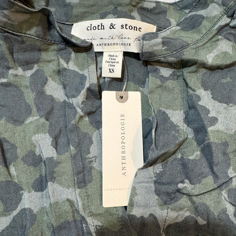Anthropologie Cloth & Stone Green Camouflage Dress - Picture 6 of 9